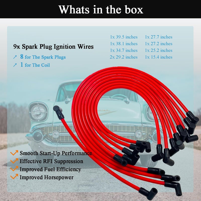 LLANNDER 10mm High Performance Spark Plug Wire Set Compatible with Chevy SBC BBC 305 350 454 Electronic V8 Engine with HEI Distributor - Image 4